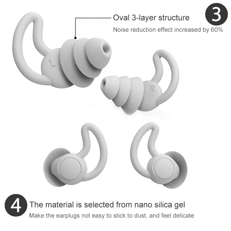 iMeBoBo A1 Shark Fin Version Nano Silicone Sleeping Noise Reduction Earplugs, Style:Two Layer(Black) - Anti-dust & Ear Caps by PMC TechLife | Online Shopping South Africa | PMC TechLife
