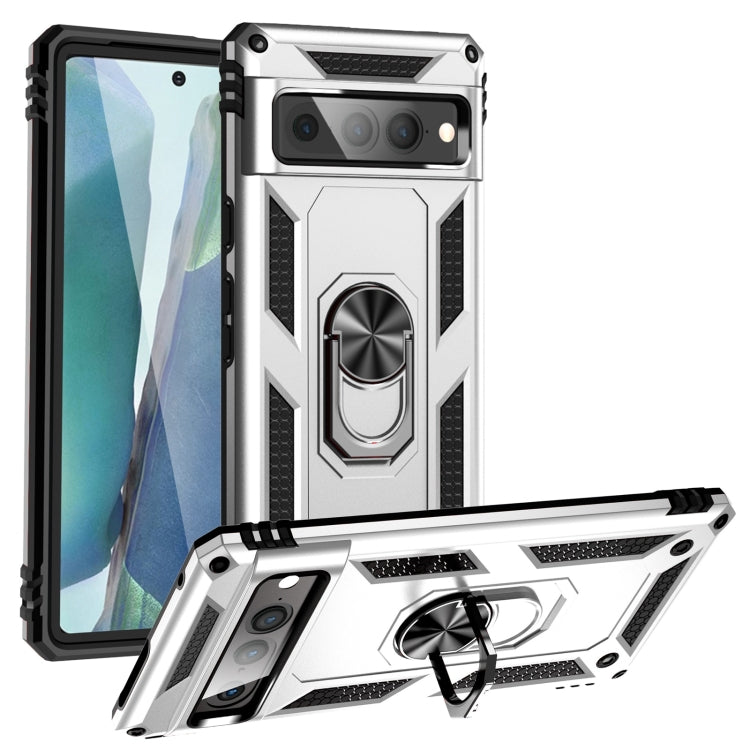 For Google Pixel 7 Pro Shockproof TPU + PC Protective Case with 360 Degree Rotating Holder(Silver) - free shipping - PMC TechLife - Order now!