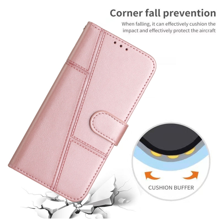 For Samsung Galaxy A23 Stitching Calf Texture Buckle Leather Phone Case(Pink) - Galaxy Phone Cases by PMC TechLife | Online Shopping South Africa | PMC TechLife | Buy Now Pay Later Mobicred