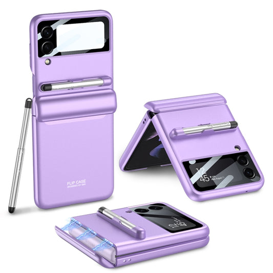 For Samsung Galaxy Z Flip3 5G GKK Magnetic Full Coverage Phone Flip Case with Pen(Purple) - Galaxy Phone Cases by GKK | Online Shopping South Africa | PMC Jewellery