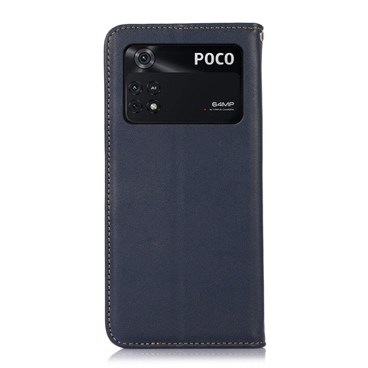For Xiaomi Poco M4 Pro 4G KHAZNEH Nappa Top Layer Cowhide Leather Phone Case(Blue) - Xiaomi Cases by PMC TechLife | Online Shopping South Africa | PMC TechLife