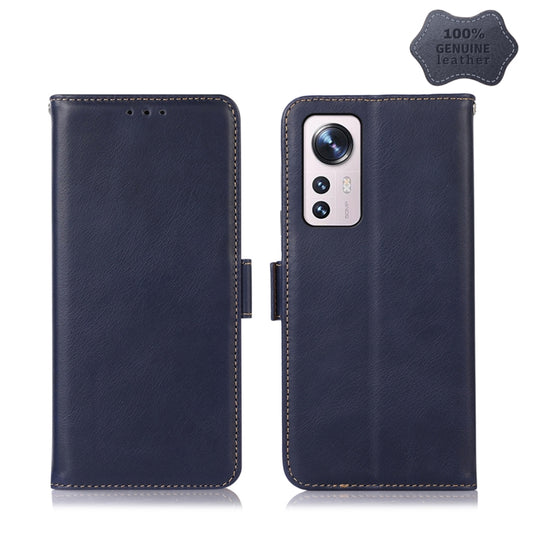 For Xiaomi 12 Pro Crazy Horse Top Layer Cowhide Leather Phone Case(Blue) - 12 Pro Cases by PMC Jewellery | Online Shopping South Africa | PMC Jewellery