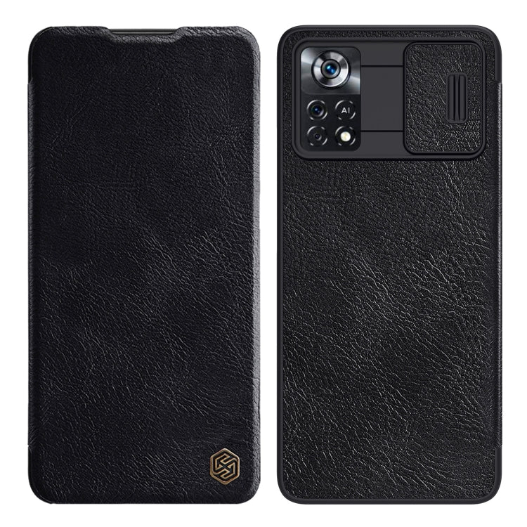 For Xiaomi Poco X4 Pro 5G NILLKIN QIN Series Pro Sliding Camera Cover Leather Phone Case(Black) - Xiaomi Cases by NILLKIN | Online Shopping South Africa | PMC Jewellery