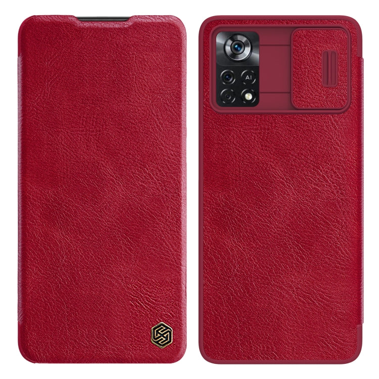 For Xiaomi Poco X4 Pro 5G NILLKIN QIN Series Pro Sliding Camera Cover Leather Phone Case(Red) - Xiaomi Cases by NILLKIN | Online Shopping South Africa | PMC Jewellery