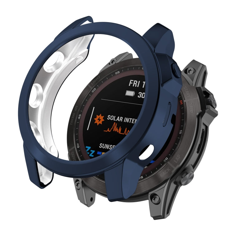 Compatible with Garmin Fenix 7X TPU Half-pack Hollowed Electroplating Watch Case(Midnight Blue) - free shipping - PMC TechLife - Order now!