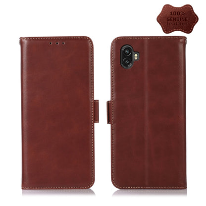 For Samsung Galaxy Xcover6 Pro Crazy Horse Top Layer Cowhide Leather Phone Case(Brown) - Galaxy Phone Cases by PMC Jewellery | Online Shopping South Africa | PMC Jewellery