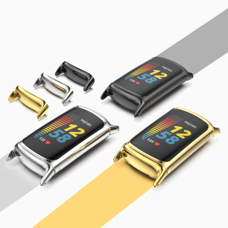 For Fitbit Charge 5 / Charge 6 Mijobs Soft Silicone  Watch Band(Orange+Gold) - Watch Bands by MIJOBS | Online Shopping South Africa | PMC TechLife | Buy Now Pay Later Mobicred