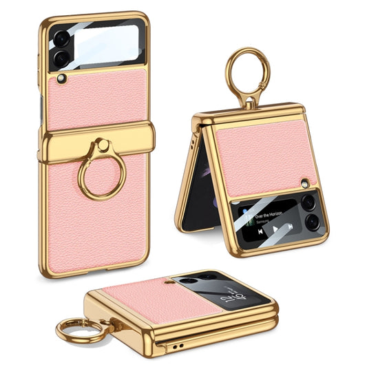 For Samsung Galaxy Z Flip3 5G GKK Integrated Plating + Leather Flip Phone Case(Sweet Pink) - Galaxy Phone Cases by GKK | Online Shopping South Africa | PMC Jewellery