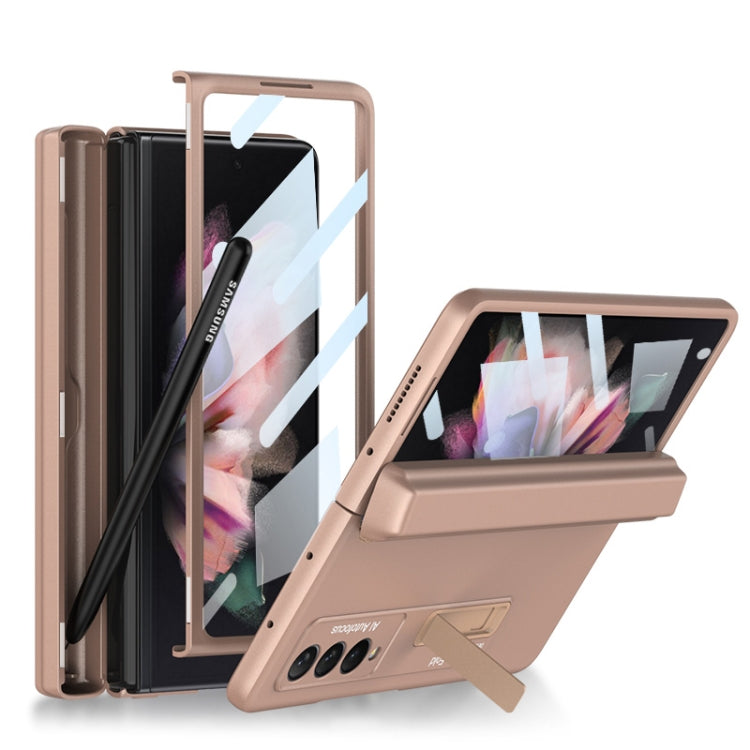 For Samsung Galaxy Z Fold3 5G GKK Integrated Magnetic Full Coverage Phone Flip Case with Pen Box(Mist Gold) - Galaxy Phone Cases by GKK | Online Shopping South Africa | PMC Jewellery