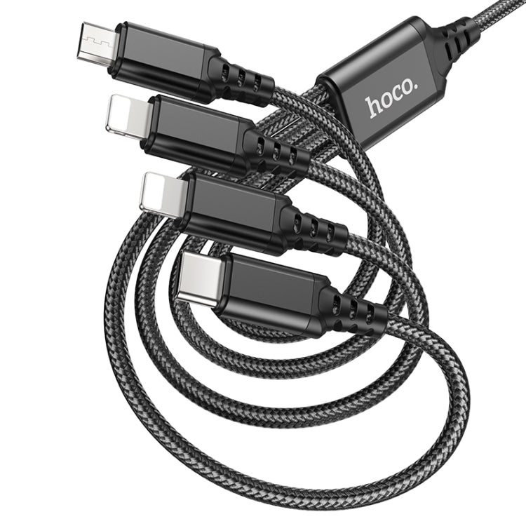 hoco X76 4 in 1 2A Dual 8 Pin + USB-C / Type-C + Micro USB Super Charging Cable,Length: 1m(Black) - Multifunction Cable by hoco | Online Shopping South Africa | PMC Jewellery