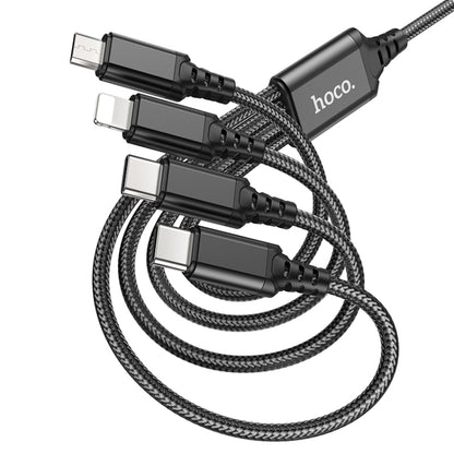 hoco X76 4 in 1 2A Dual USB-C/Type-C +8 Pin + Micro USB Super Charging Cable,Length: 1m(Black) - Multifunction Cable by hoco | Online Shopping South Africa | PMC Jewellery