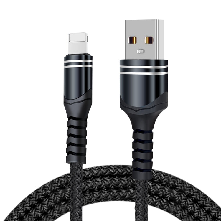8 Pin 6A Woven Style USB Charging Cable, Cable Length: 1m(Black) - Normal Style Cable by PMC TechLife | Online Shopping South Africa | PMC TechLife