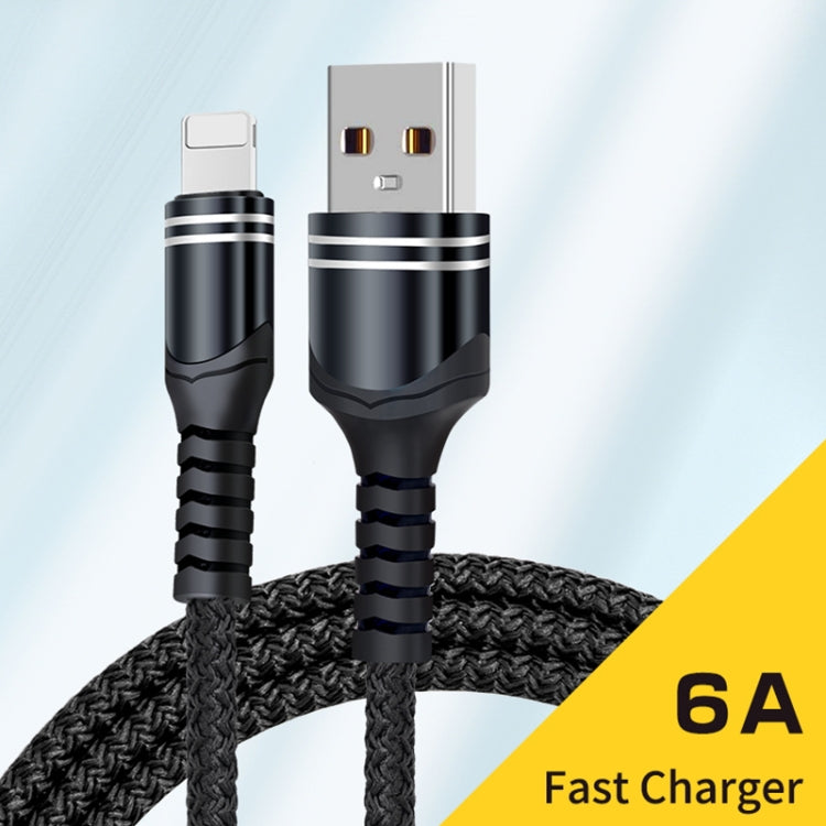 8 Pin 6A Woven Style USB Charging Cable, Cable Length: 1m(Black) - Normal Style Cable by PMC TechLife | Online Shopping South Africa | PMC TechLife
