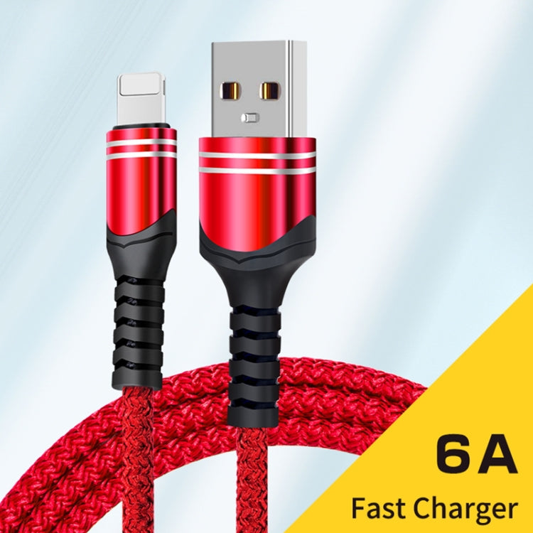 8 Pin 6A Woven Style USB Charging Cable, Cable Length: 1m(Red) - Normal Style Cable by PMC TechLife | Online Shopping South Africa | PMC TechLife