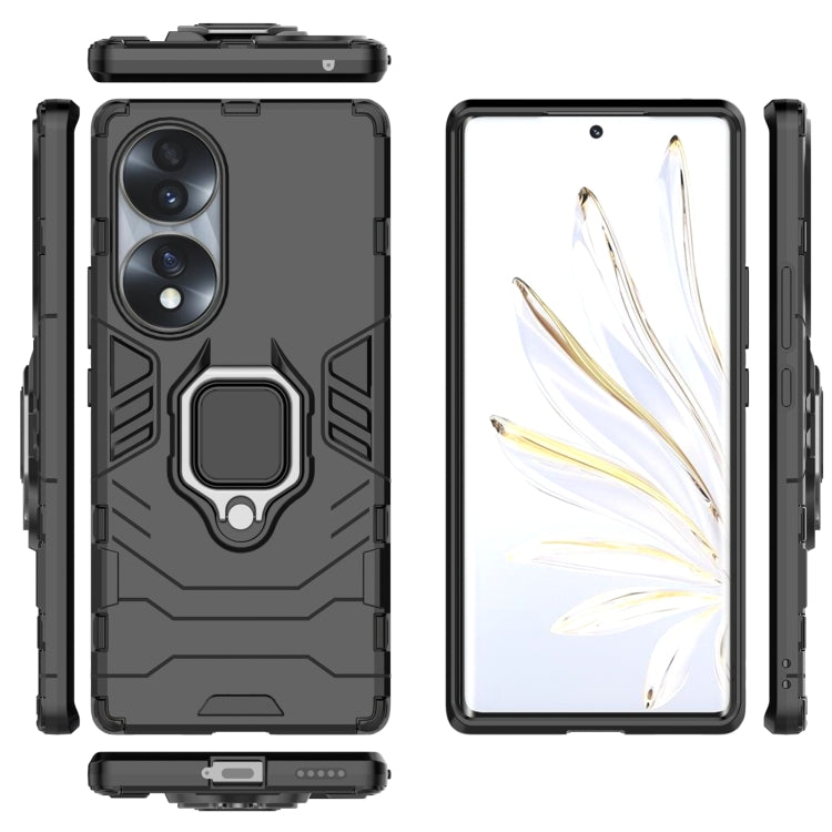For Honor 70 5G Shockproof PC + TPU Phone Case with Magnetic Ring Holder(Black) - Honor Cases by PMC TechLife | Online Shopping South Africa | PMC TechLife