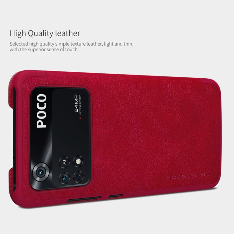 For Xiaomi Poco M4 Pro NILLKIN QIN Series Crazy Horse Texture Leather Phone Case(Red) - Xiaomi Cases by NILLKIN | Online Shopping South Africa | PMC Jewellery