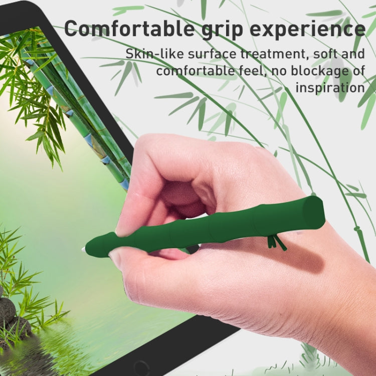 Bamboo Liquid Silicone Gel Stylus Pen Protective Case For Apple Pencil 1(Dark Green) - Pencil Accessories by PMC TechLife | Online Shopping South Africa | PMC TechLife