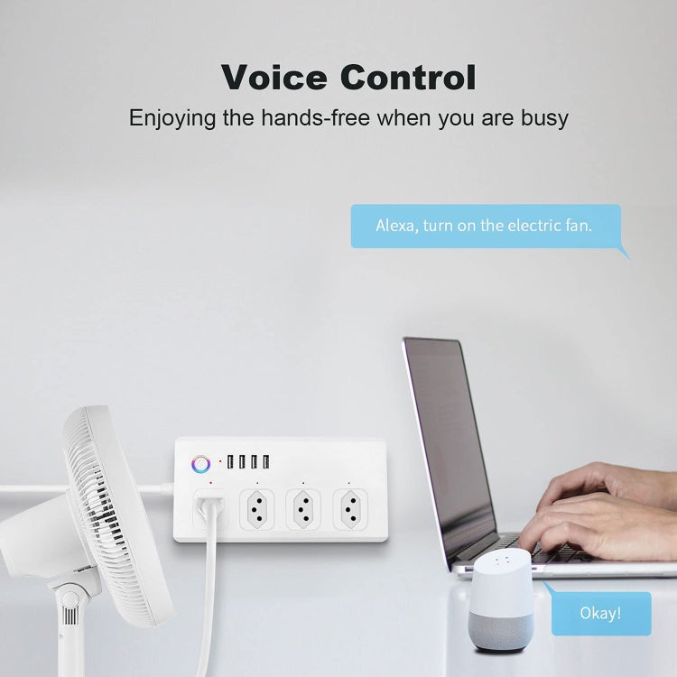 ZigBee 10A SM-SO301-B 4 Holes + 4 USB Multi-purpose Smart Power Strip, Brazil Plug - Smart Socket by PMC TechLife | Online Shopping South Africa | PMC TechLife