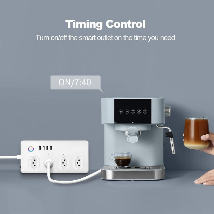 ZigBee 10A SM-SO301-B 4 Holes + 4 USB Multi-purpose Smart Power Strip, Brazil Plug - Smart Socket by PMC TechLife | Online Shopping South Africa | PMC TechLife