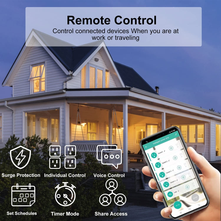 ZigBee 10A SM-SO301-B 4 Holes + 4 USB Multi-purpose Smart Power Strip, Brazil Plug - Smart Socket by PMC TechLife | Online Shopping South Africa | PMC TechLife