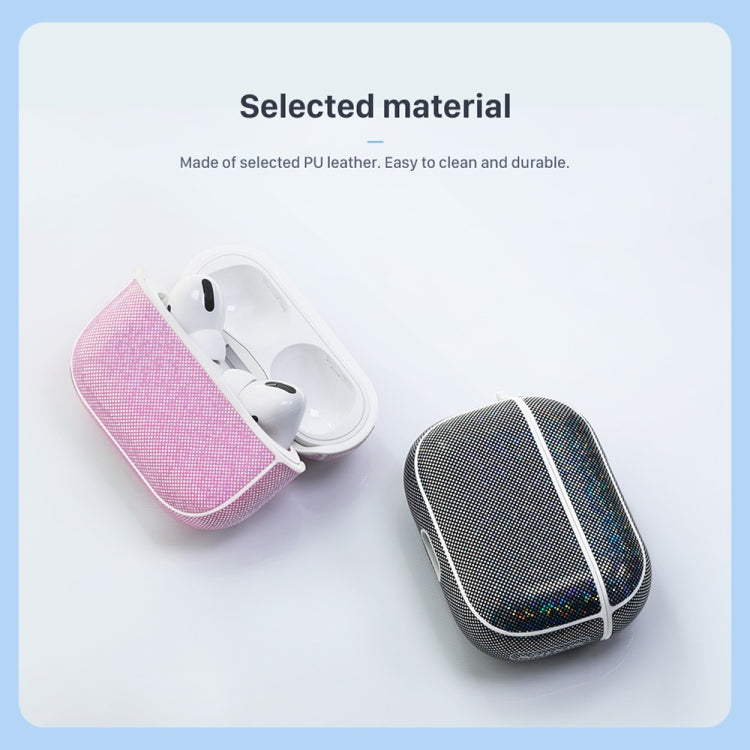 NIILLKIN Anti-fall PU + TPU Shining Protection Glitter Case for AirPods Pro(Black) - For AirPods Pro by NILLKIN | Online Shopping South Africa | PMC Jewellery