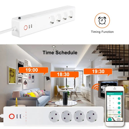 ZigBee 16A SM-SO306-E 4 Holes + 2 USB Multi-purpose Smart Power Strip, EU Plug - Smart Socket by PMC Jewellery | Online Shopping South Africa | PMC Jewellery