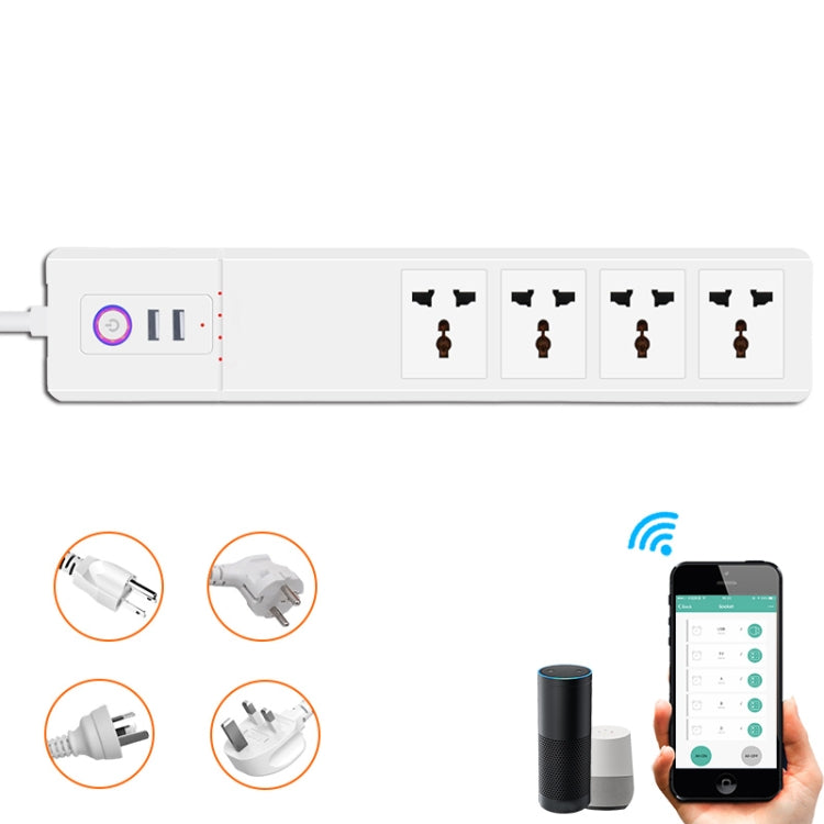 WiFi 10A SM-SO306-M 4 Holes + 2 USB Multi-purpose Smart Power Strip(UK Plug) - Smart Socket by PMC Jewellery | Online Shopping South Africa | PMC Jewellery