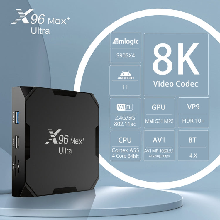 X96 Max+ Ultra 4GB+32GB Amlogic S905X4 8K Smart TV BOX Android 11.0 Media Player, Plug Type:EU Plug - Others by PMC TechLife | Online Shopping South Africa | PMC TechLife