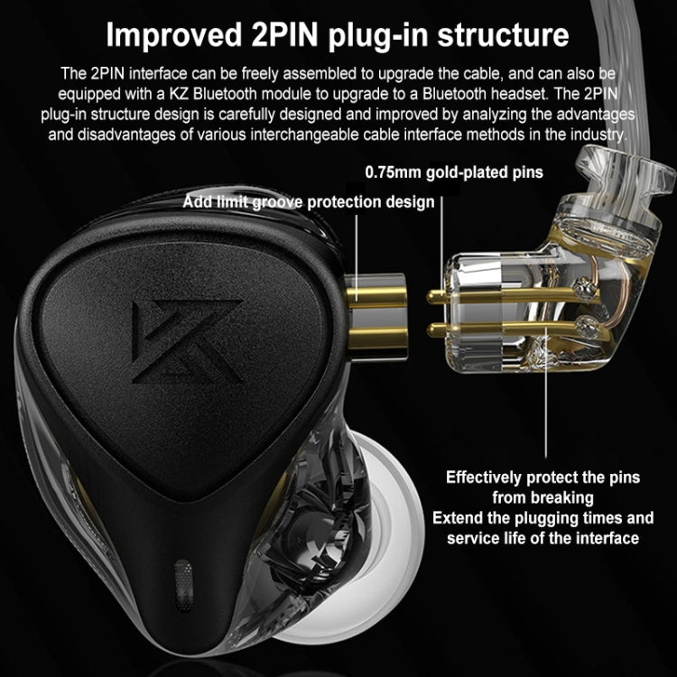 KZ-ZEX PRO 1.2m Electrostatic Coil Iron Hybrid In-Ear Headphones, Style:Without Microphone(Pearl Chrome) - In Ear Wired Earphone by KZ | Online Shopping South Africa | PMC Jewellery