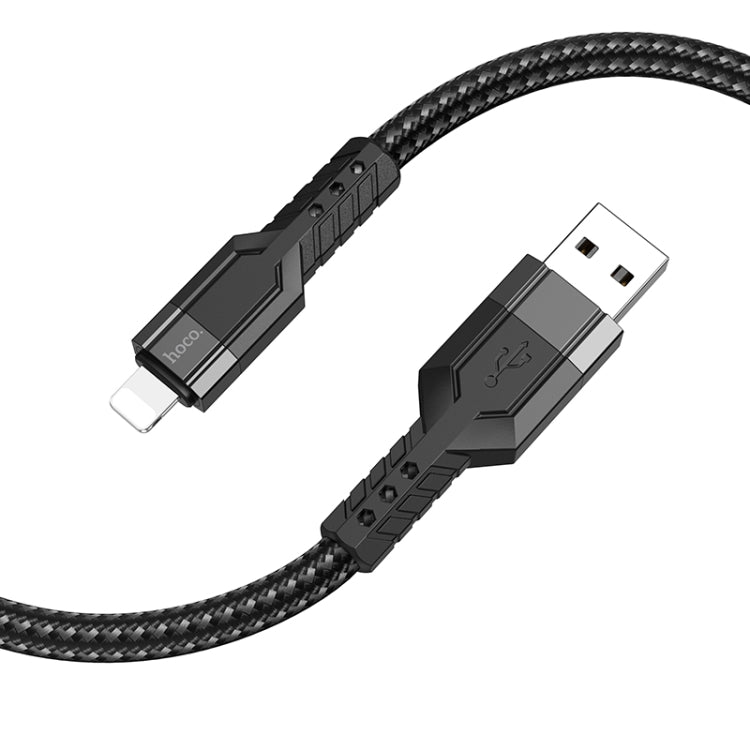 hoco U110 2.4A USB to 8 Pin Charging Data Cable，Length：1.2m(Black) - Normal Style Cable by hoco | Online Shopping South Africa | PMC Jewellery