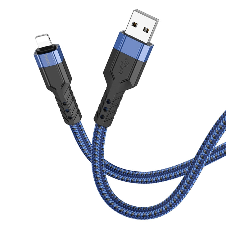 hoco U110 2.4A USB to 8 Pin Charging Data Cable，Length：1.2m(Blue) - Normal Style Cable by hoco | Online Shopping South Africa | PMC Jewellery