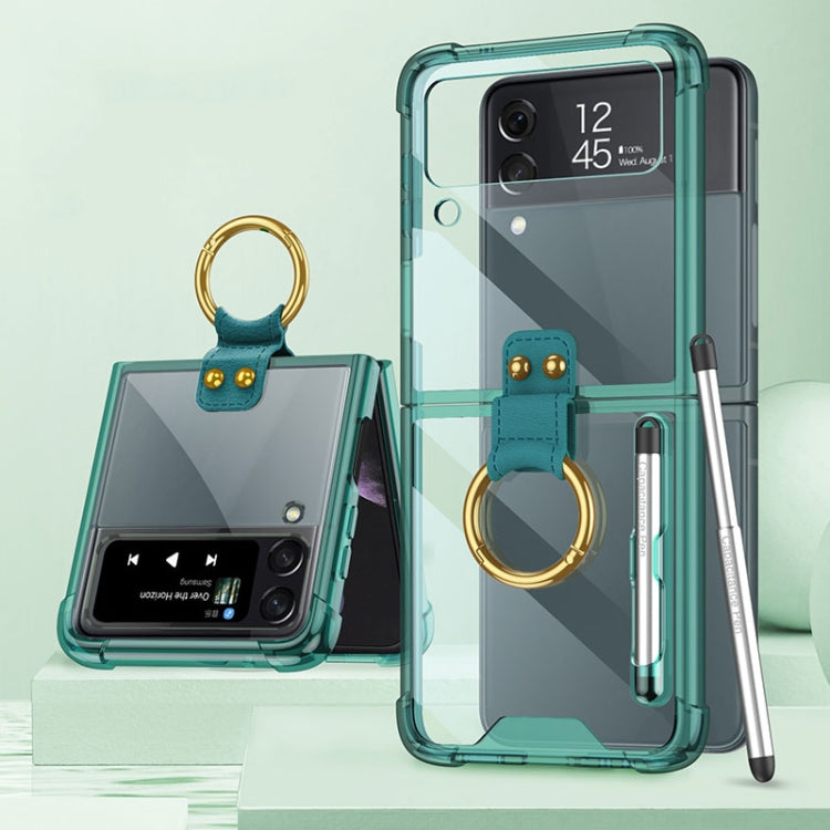 For Samsung Galaxy Z Flip4 GKK Airbag Protective Phone Case with Ring & Pen(Green) - Galaxy Z Flip4 5G Cases by GKK | Online Shopping South Africa | PMC Jewellery