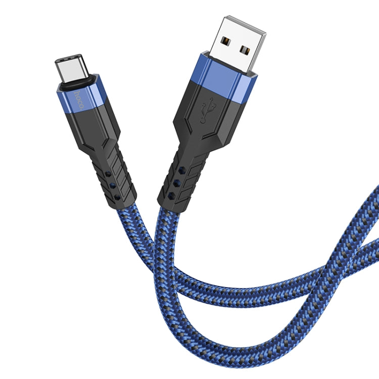 hoco U110 3A USB to USB-C / Type-C Charging Data Cable，Length：1.2m(Blue) - USB-C & Type-C Cable by hoco | Online Shopping South Africa | PMC Jewellery