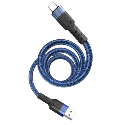 hoco U110 3A USB to USB-C / Type-C Charging Data Cable，Length：1.2m(Blue) - USB-C & Type-C Cable by hoco | Online Shopping South Africa | PMC Jewellery