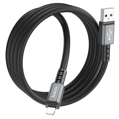 hoco X85 2.4A USB to 8 Pin Strength Charging Data Cable，Length：1m(Black) - Normal Style Cable by hoco | Online Shopping South Africa | PMC Jewellery