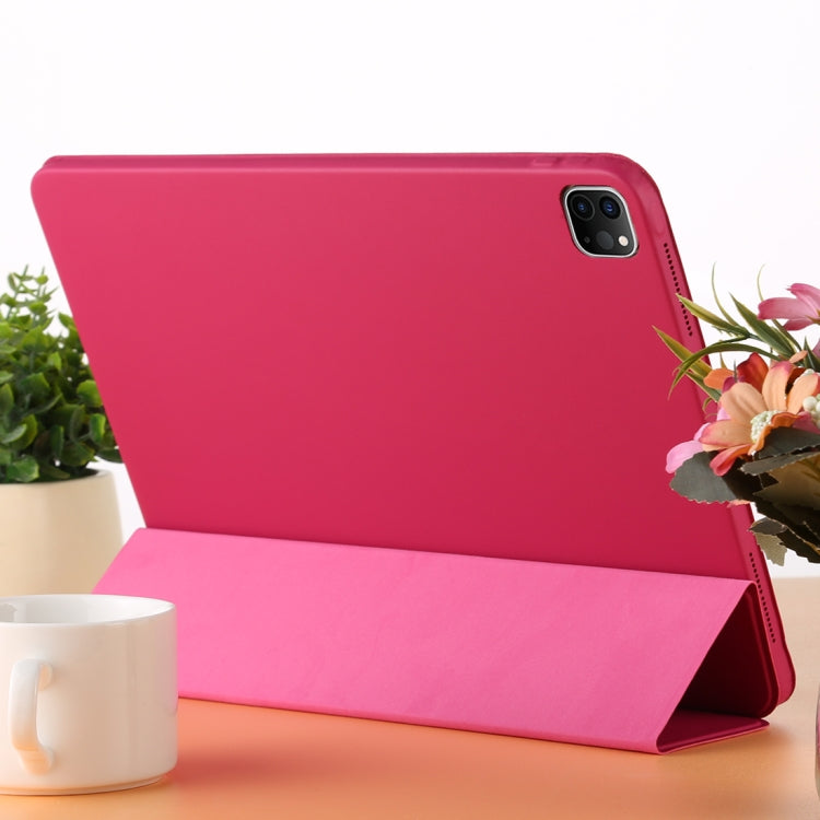 For iPad Pro 11 2022 / 2021 / 2020 3-fold Horizontal Flip Smart Leather Tablet Case with Sleep / Wake-up Function & Holder(Rose Red) - iPad Pro 11 (2022/2021) Cases by PMC TechLife | Online Shopping South Africa | PMC TechLife