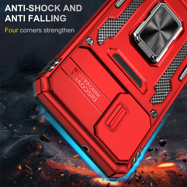 For Samsung Galaxy A12 5G/4G / M12 / F12 Armor PC + TPU Camera Shield Phone Case(Red) - Galaxy Phone Cases by PMC TechLife | Online Shopping South Africa | PMC TechLife