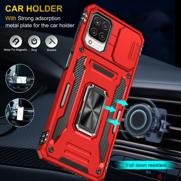 For Samsung Galaxy A12 5G/4G / M12 / F12 Armor PC + TPU Camera Shield Phone Case(Red) - Galaxy Phone Cases by PMC TechLife | Online Shopping South Africa | PMC TechLife