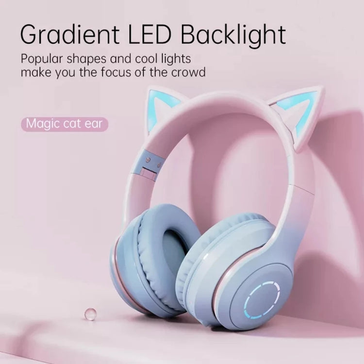 BT029C RGB Dual Modes Cat Ear Wireless Bluetooth Headphone(Blue) - Headset & Headphone by PMC TechLife | Online Shopping South Africa | PMC TechLife