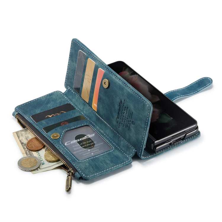 For Samsung Galaxy Z Fold4 5G CaseMe C30 Multifunctional Card Slots Zipper Phone Leather Phone Case(Blue) - free shipping - PMC TechLife - Order now!