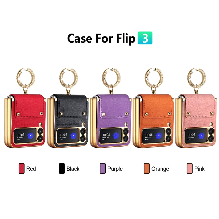 For Samsung Galaxy Z Flip3 5G GKK Colorful PU Phone Case with Ring Holder(Orange) - Galaxy Phone Cases by GKK | Online Shopping South Africa | PMC Jewellery