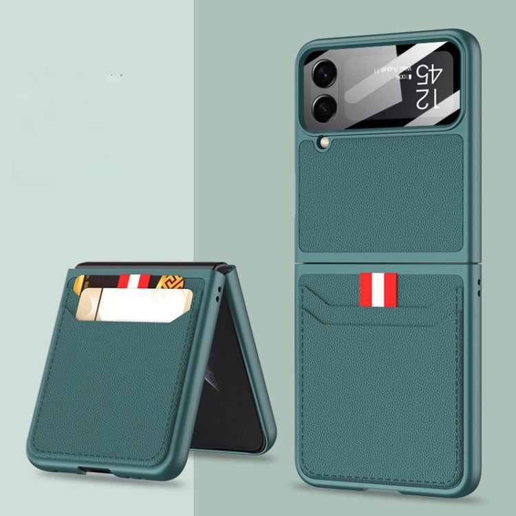 For Samsung Galaxy Z Flip4 GKK Ultra-thin Leather Phone Case with Card Slots(Dark Green) - Galaxy Z Flip4 5G Cases by GKK | Online Shopping South Africa | PMC Jewellery