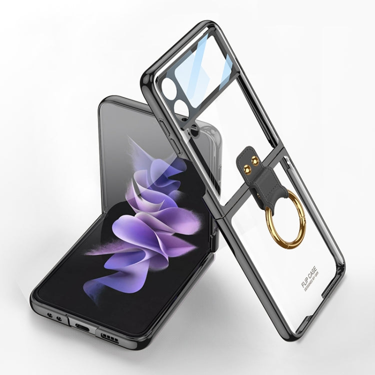 For Samsung Galaxy Z Flip4 GKK Integrated Electroplating Phone Case with Ring(Black) - Galaxy Z Flip4 5G Cases by GKK | Online Shopping South Africa | PMC Jewellery