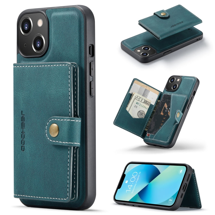 For iPhone 14 JEEHOOD Retro Magnetic Detachable Leather Phone Case (Blue) - iPhone 14 Cases by JEEHOOD | Online Shopping South Africa | PMC Jewellery | Buy Now Pay Later Mobicred