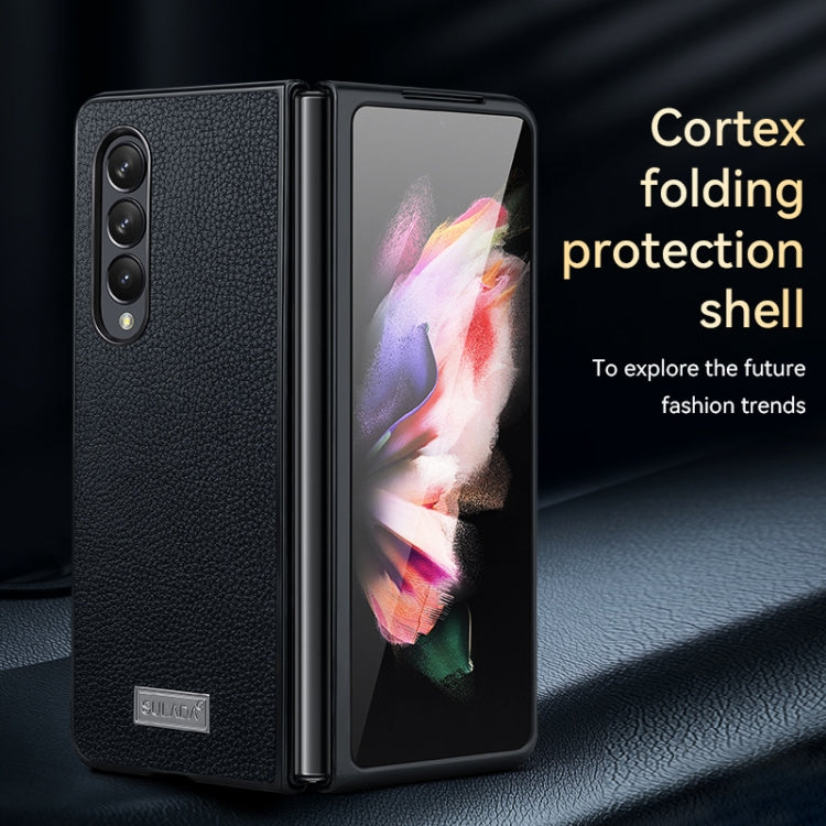 For Samsung Galaxy Z Fold4 SULADA Shockproof TPU + Handmade Leather Phone Case(Blue) - Galaxy Z Fold4 5G Cases by SULADA | Online Shopping South Africa | PMC TechLife | Buy Now Pay Later Mobicred