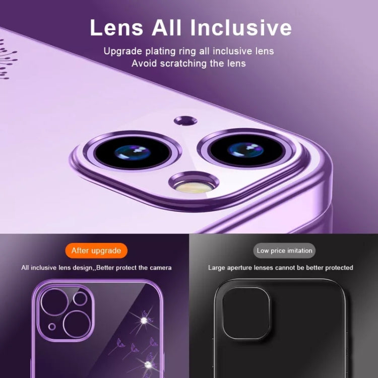 For iPhone 14 Electroplating Diamond Dandelion TPU Phone Case (Purple) - iPhone 14 Cases by PMC TechLife | Online Shopping South Africa | PMC TechLife
