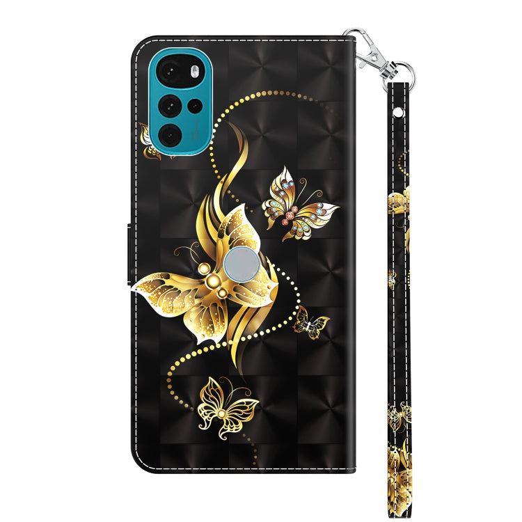 For Motorola Moto G22 3D Painted Leather Phone Case(Golden Swallow Butterfly) - Motorola Cases by PMC Jewellery | Online Shopping South Africa | PMC Jewellery