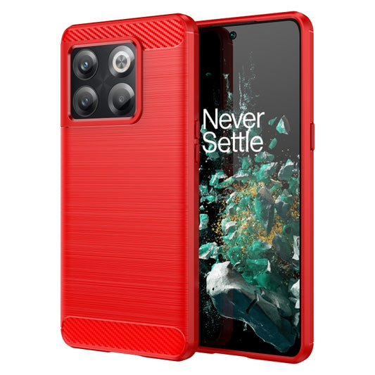 For OnePlus 10T Brushed Texture Carbon Fiber TPU Phone Case (Red) - OnePlus Cases by PMC Jewellery | Online Shopping South Africa | PMC Jewellery