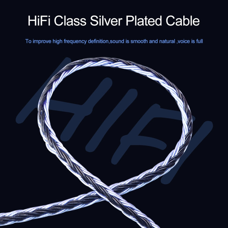 CVJ V3 1.2m 16 Cores Silver-plated 3.5mm Earphone Cable, Style:0.78mm(Silver-Blue) - Cable & Splitter by CVJ | Online Shopping South Africa | PMC Jewellery | Buy Now Pay Later Mobicred