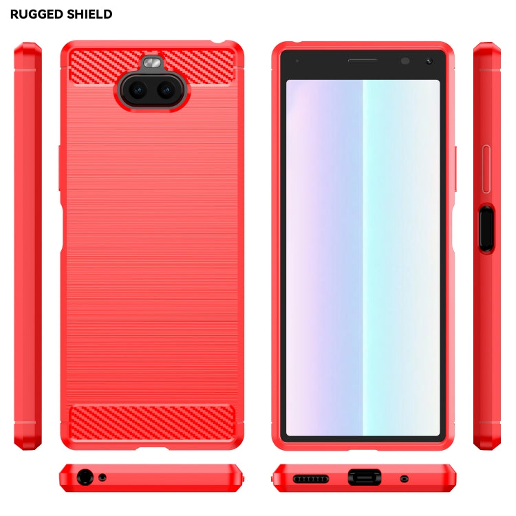 For Sony Xperia 8/8 Lite Brushed Texture Carbon Fiber TPU Phone Case(Red) - Sony Cases by PMC Jewellery | Online Shopping South Africa | PMC Jewellery